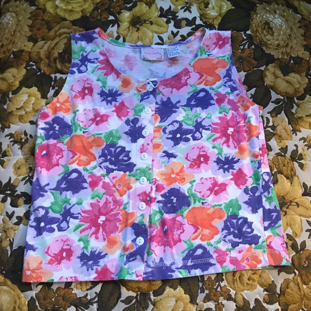 Kids Vintage Button Down Tank Top